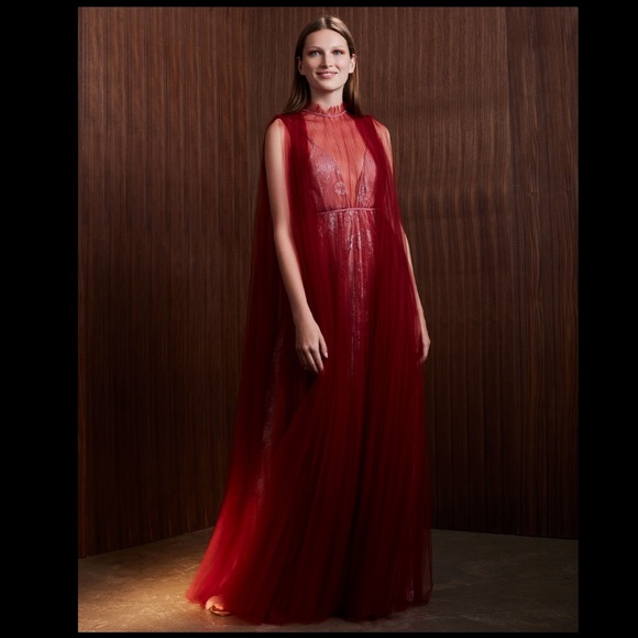 VALENTINO red draped tulle and lace gown IT40 🌹PRICE IS FIRM🌹 - Picture 7 of 16